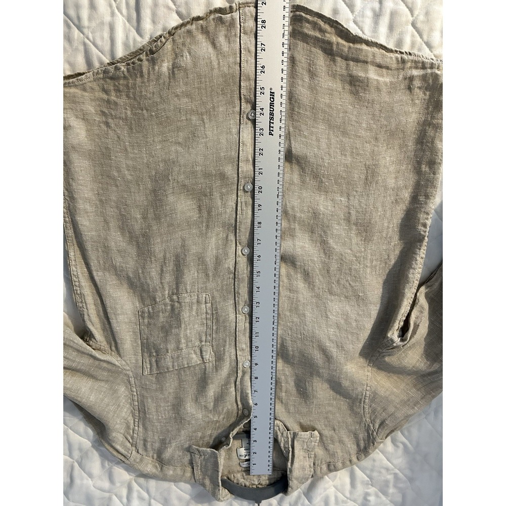 Caribbean Joe 100% Linen Shirt Medium Oatmeal European Flax Coastal Quiet Luxury - Picture 9 of 9